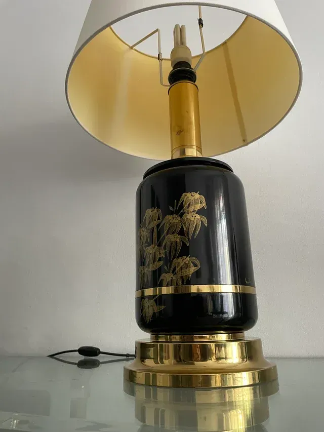Lampada da tavolo vintage CLAR nera e dorata