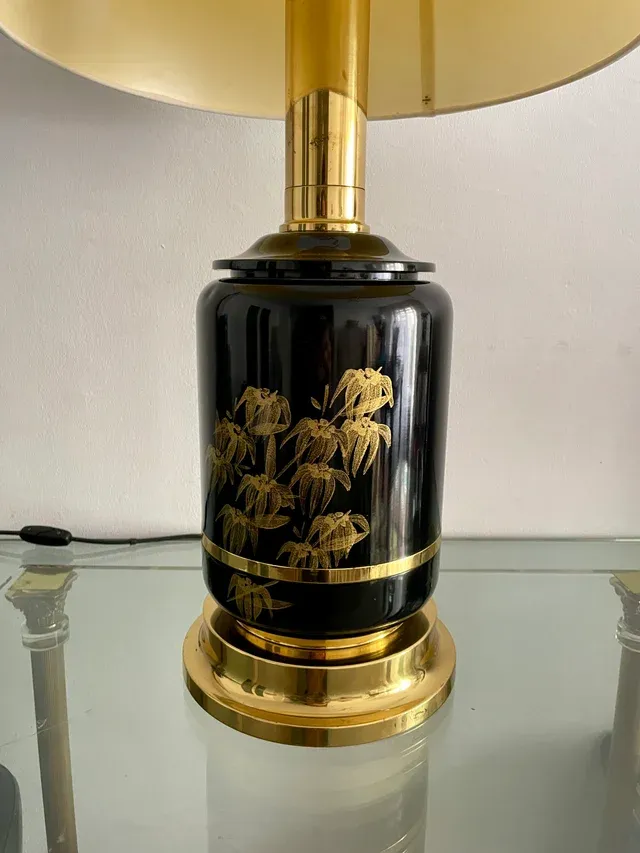 Lampada da tavolo vintage CLAR nera e dorata