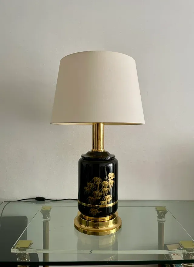 Lampada da tavolo vintage CLAR nera e dorata