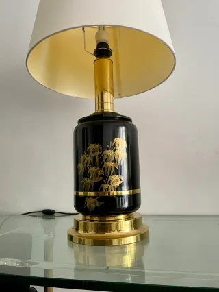 Lámpara de mesa CLAR vintage negra y dorada