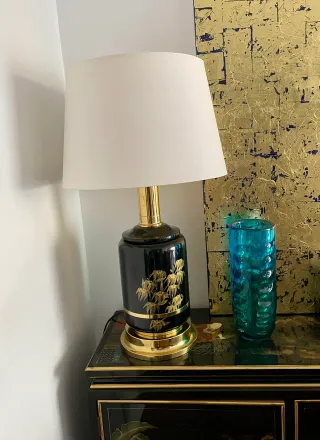 Lámpara de mesa CLAR vintage negra y dorada