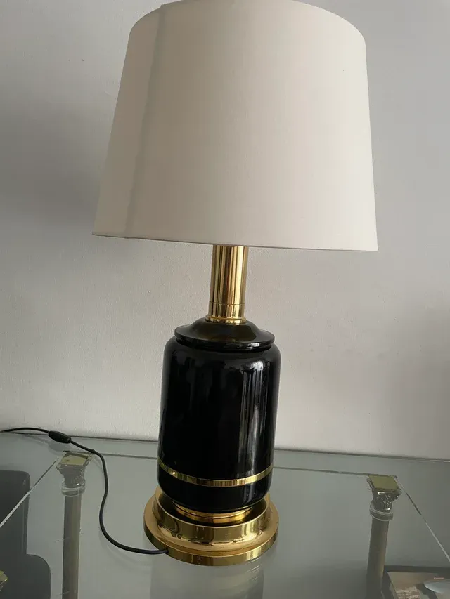 Lampada da tavolo vintage CLAR nera e dorata