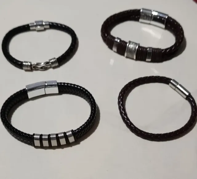 Lote 4 Pulseras Hombre Cuero