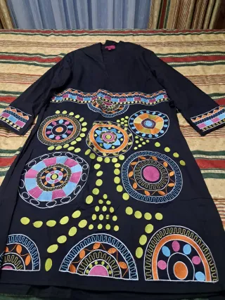 Vestido vintage Boutik XL negro con bordado