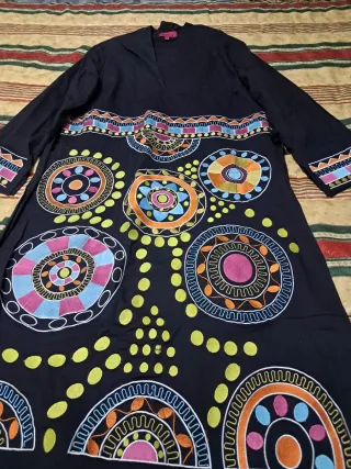 Vestido vintage Boutik XL negro con bordado