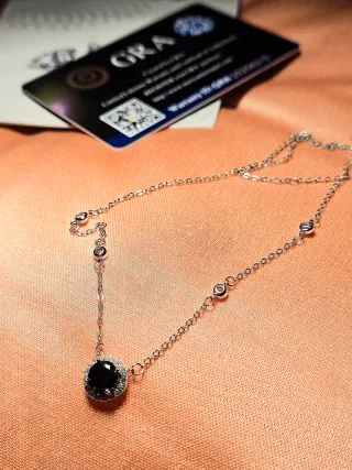 Collana Diamante Moissanite Nero Certificato GRA