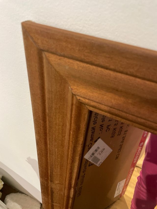 Espejo de madera y cristal antiguo