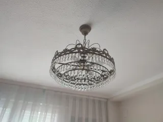 Lámpara de techo de cristal y metal