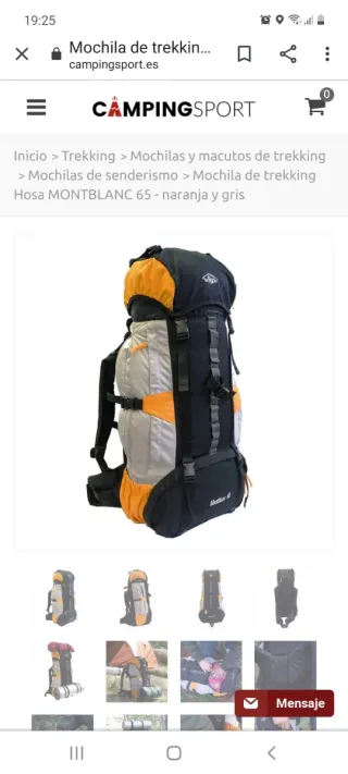 Mochila Montblanc 65L Naranja y Gris