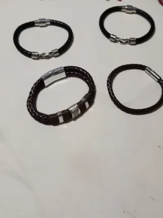 Lote 4 Pulseras Hombre Cuero