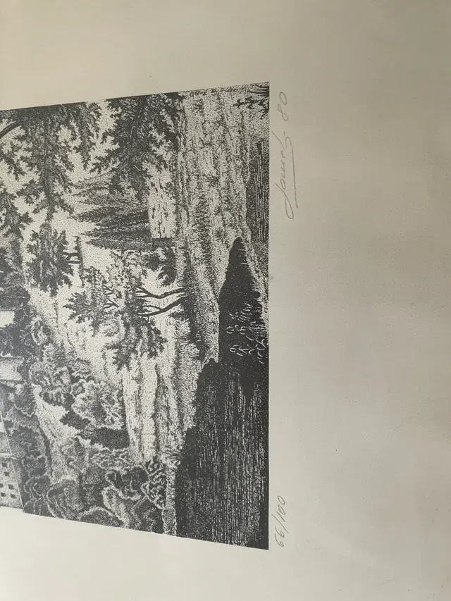 Litografia Castillo Paisaggio