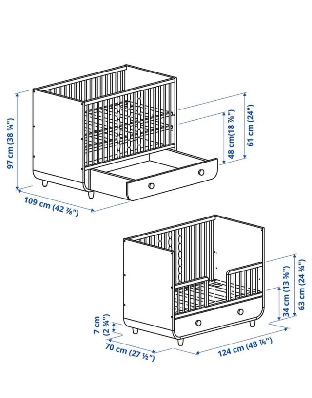 Cuna IKEA MYLLRA Blanca 120x60