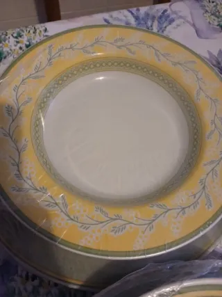Set piatti decorati gialli e verdi