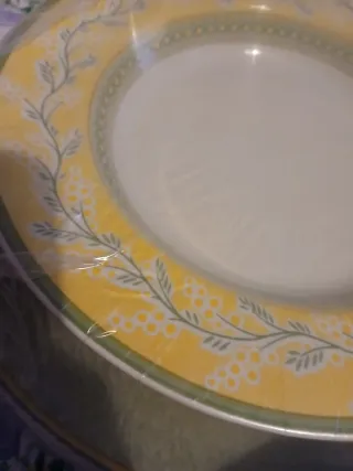 Set piatti decorati gialli e verdi