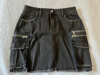 Falda vaquera negra cargo mujer Talla S