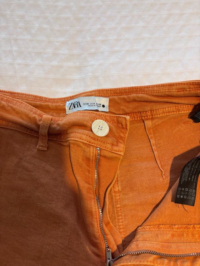 Pantalón Zara Wide Leg Talla M Naranja
