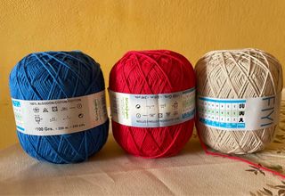 Lotes de 3 ovillos algodón FIYI con etiqueta