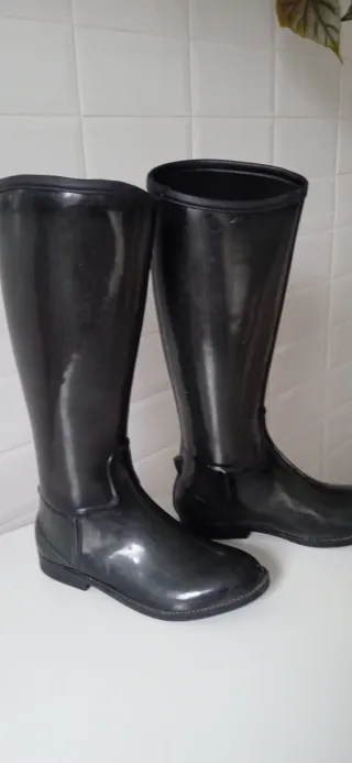 Botas de agua altas gris oscuro -verde