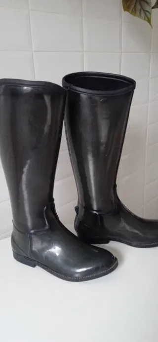Botas de agua altas gris oscuro -verde