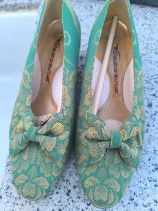 Traje de Fallera Verde Brocado.