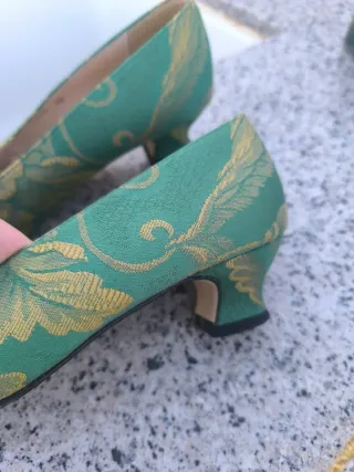 Traje de Fallera Verde Brocado.