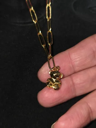 Conjunto joyería osito, acero dorado. In