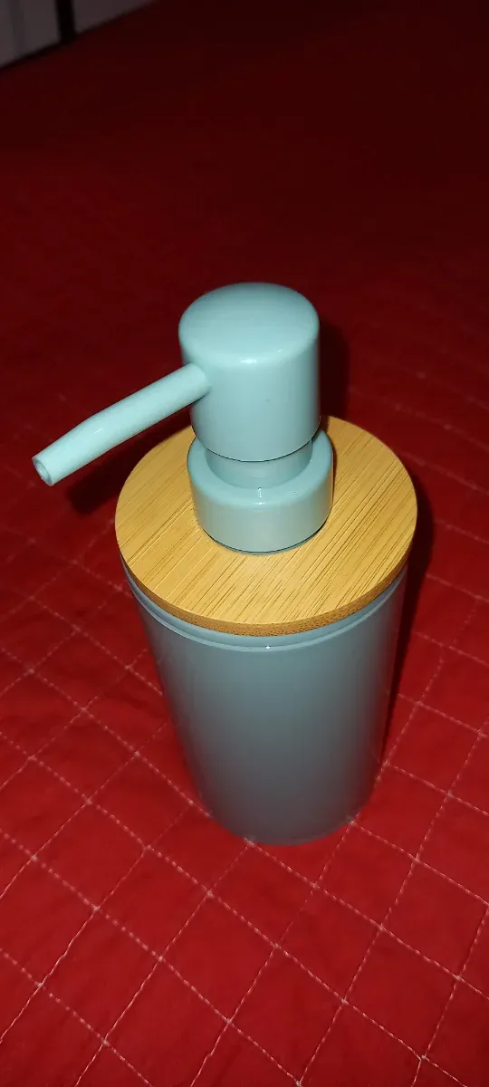 Dispenser sapone, color turchese con bamboo, nuovo