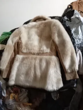 Chaqueta Pelo Retro Beige y Blanco