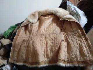 Chaqueta Pelo Retro Beige y Blanco