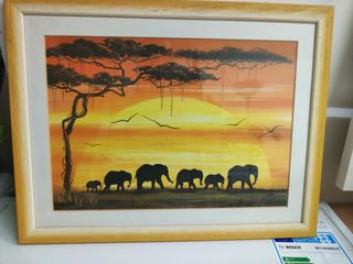 Quadro Africano Elefanti Tramonto