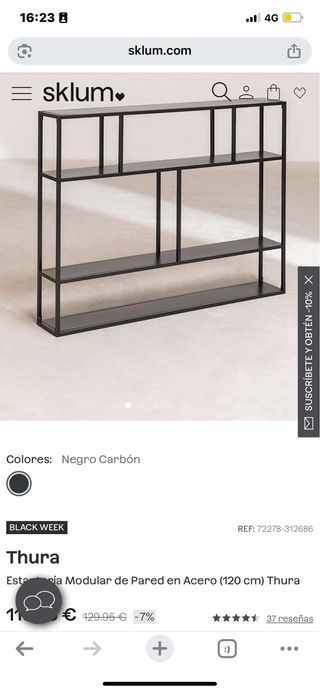 Estanteria de pared en acero 120cm