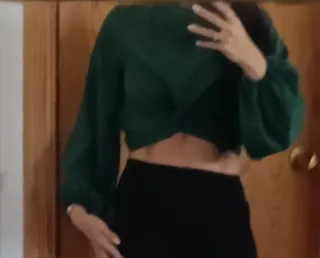 Camisa verde corta manga abullonada