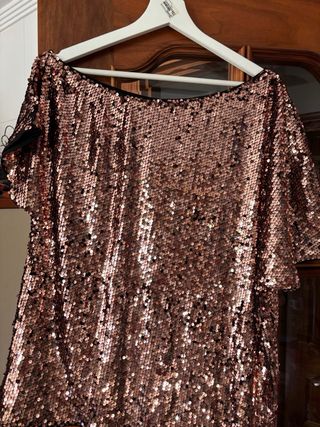 Camiseta lentejuelas doradas talla única
