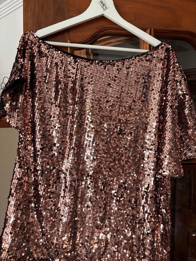 Camiseta lentejuelas doradas talla única