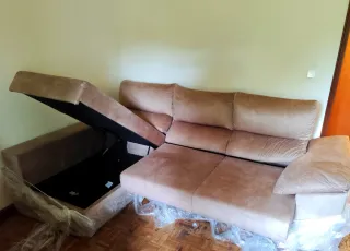 Sofá em L Bege - Confortável e Espaçoso!