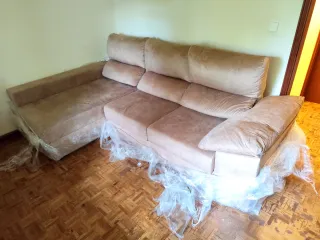Sofá em L Bege - Confortável e Espaçoso!