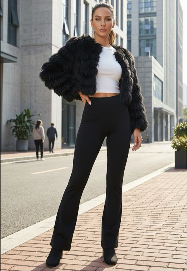 Pantaloni a zampa effetto slim shaping snellenti