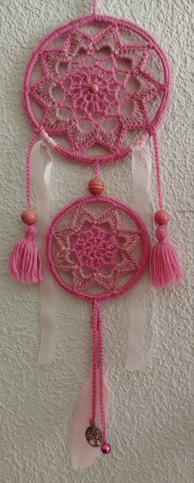 atrapasueños pequeño 13 x 40 cm - tonos rosa