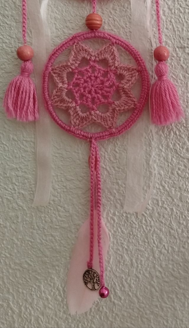 atrapasueños pequeño 13 x 40 cm - tonos rosa