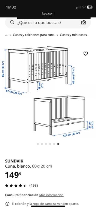 Cuna y Colchón Ikea