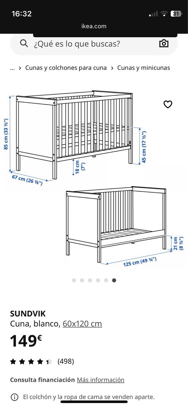 Cuna y Colchón Ikea
