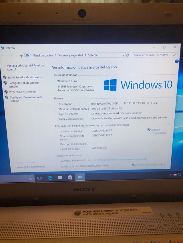 Sony Vaio Portátil Blanco