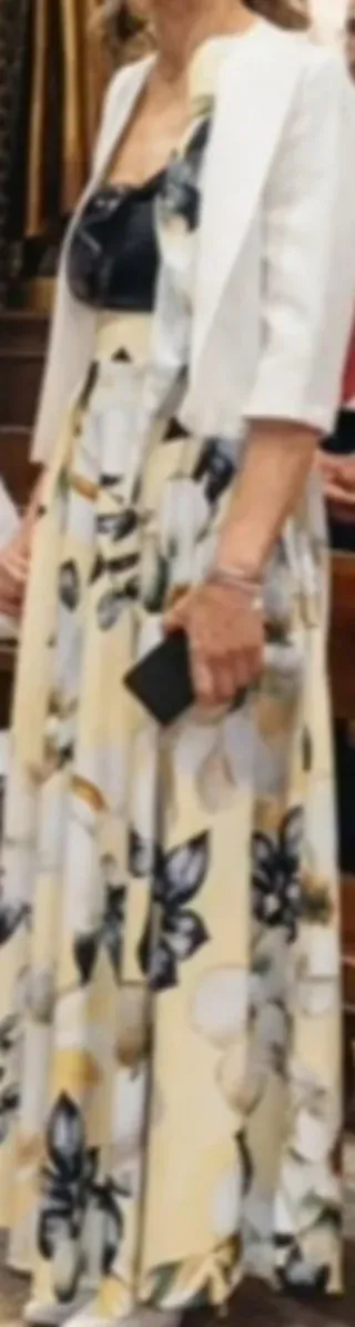 Falda fiesta ceremonia floral beige