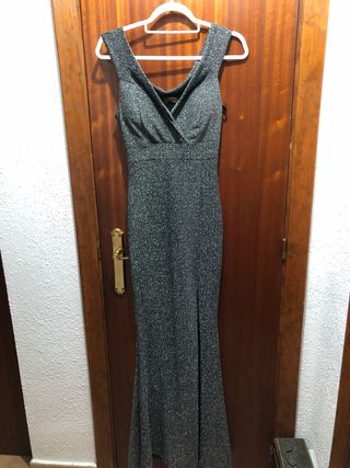 Vestido fiesta plateado talla única