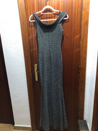 Vestido fiesta plateado talla única