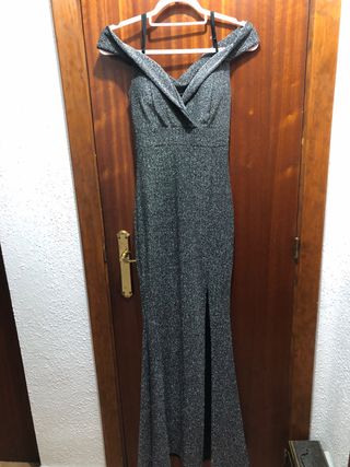 Vestido fiesta plateado talla única