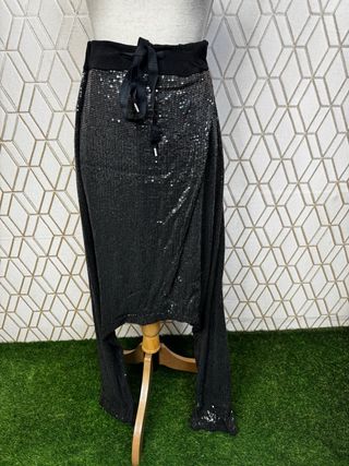 Pantalón cagao lentejuelas negro