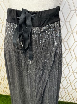 Pantalón cagao lentejuelas negro