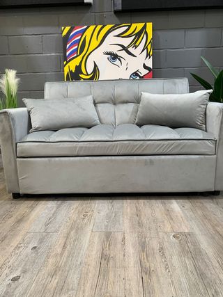 Sofá Cama Fuji 138cm Gris Terciopelo