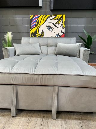 Sofá Cama Fuji 138cm Gris Terciopelo